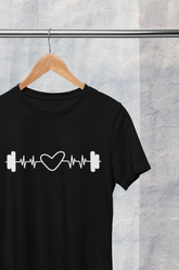 Dumbbell Heartbeat T-Shirt for Fitness Enthusiasts